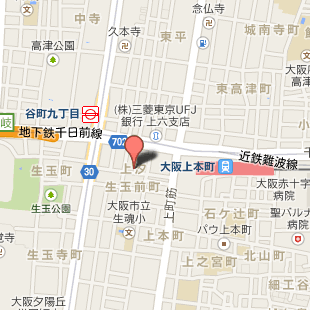 大阪市の上本町教室付近の地図